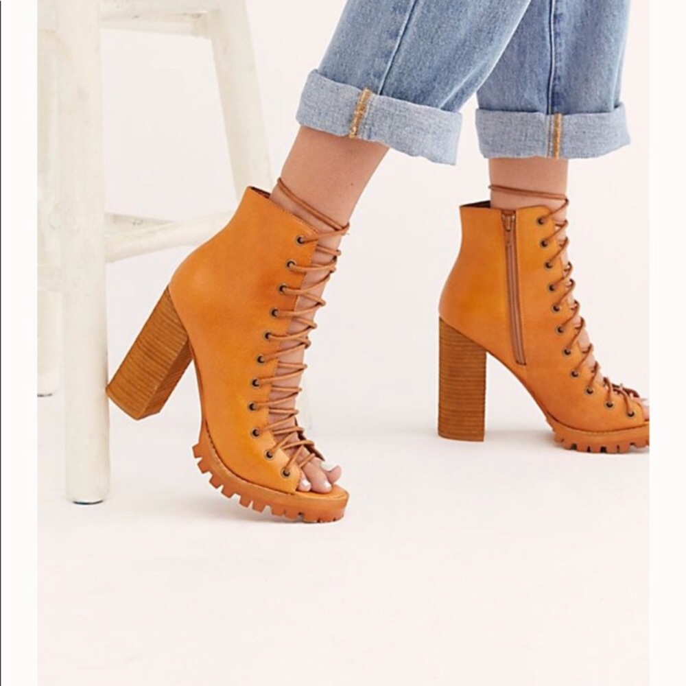Jeffrey Campbell Tan Lace-Up Heeled Boots - Picture 10 of 16